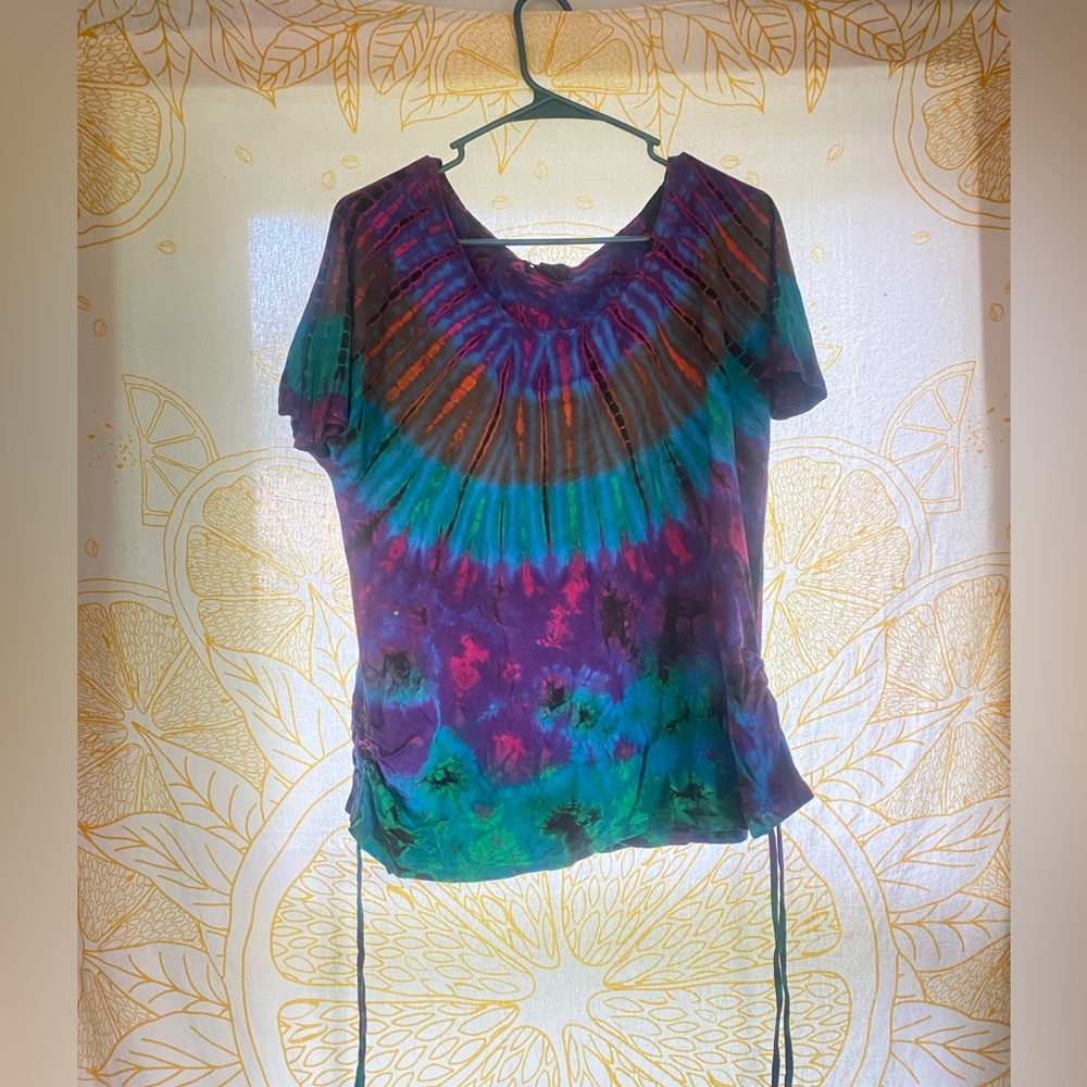 Drawstring Tie Dye Top